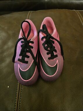 Nike Kids' Pink Cleats Shoes with Black Swoosh